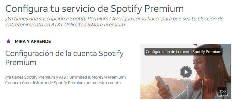 Unirse al Plan Unlimited & More Premium de AT&T y Conseguir 6 meses gratis de Spotify Premium