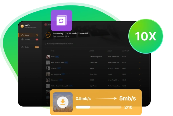 descarga 10 veces más rápida con Apple Music