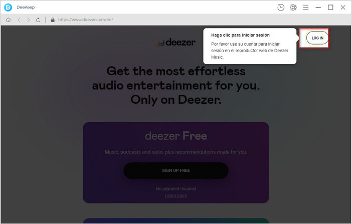 iniciar sesion en Deezer