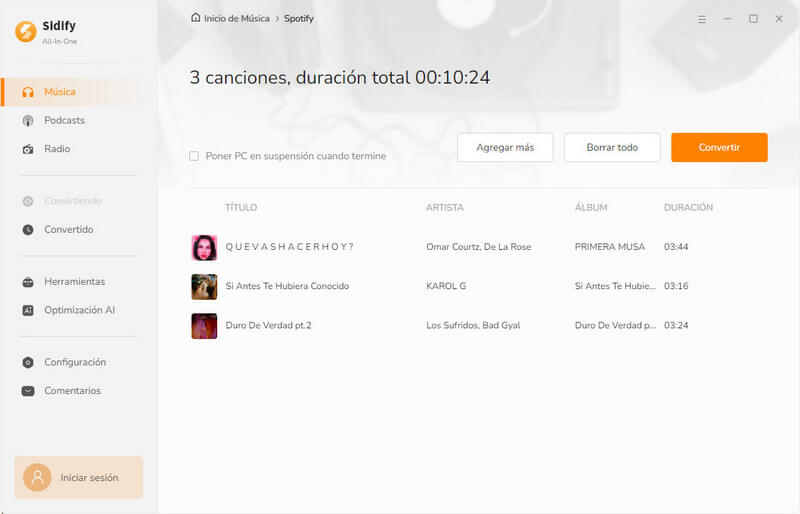 Iniciar conversión