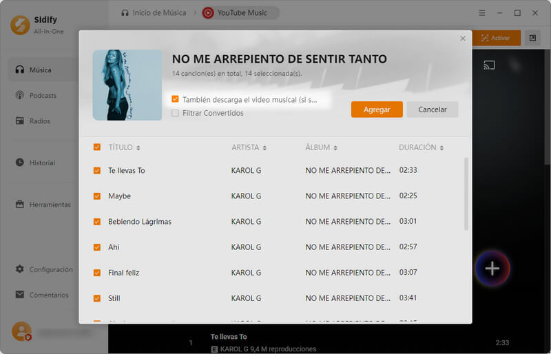 Descargar un vídeo musical en MP4 con Sidify