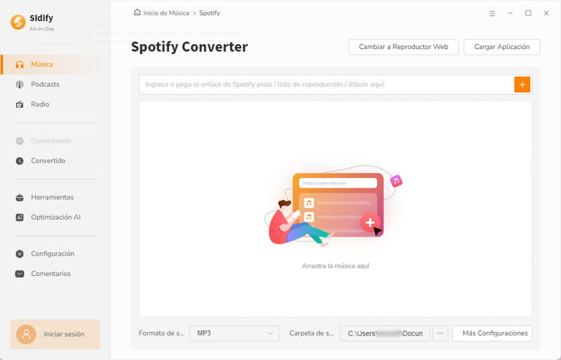 Interfaz principal de Sidify All-In-One