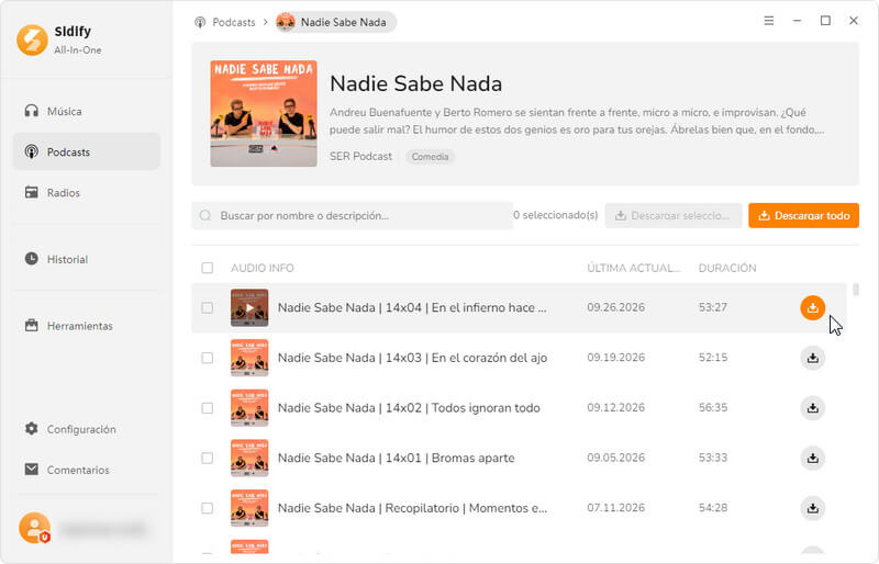 Descarga episodios de podcasts en formato MP3