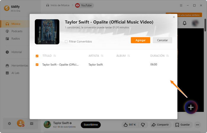 seleccionar youtube video
