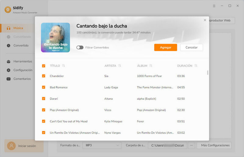 agregar canciones de amazon music