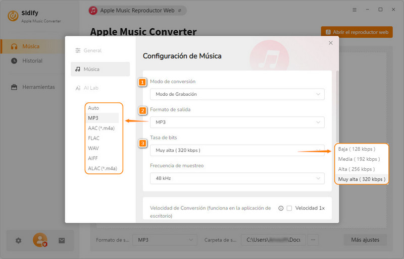 Ajustes de conversión