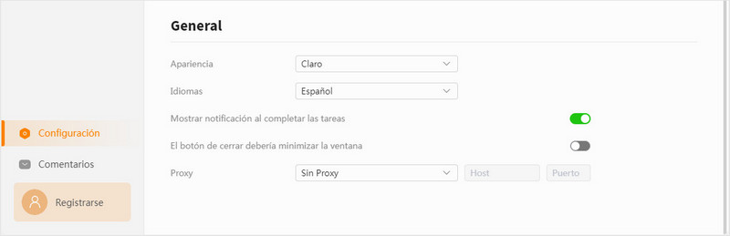 Configuración general