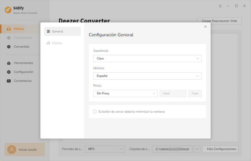 Configuración general
