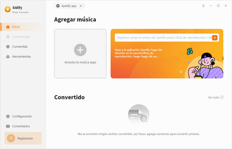 el modo de conversión de la aplicación Spotify