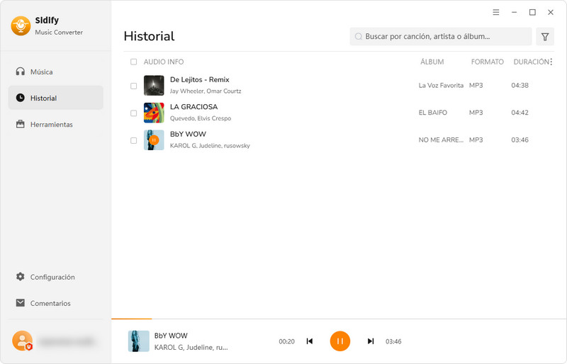 reproducir los archivos convertidos con Sidify