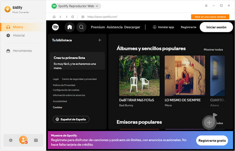 Spotify Modo Reproductor Web