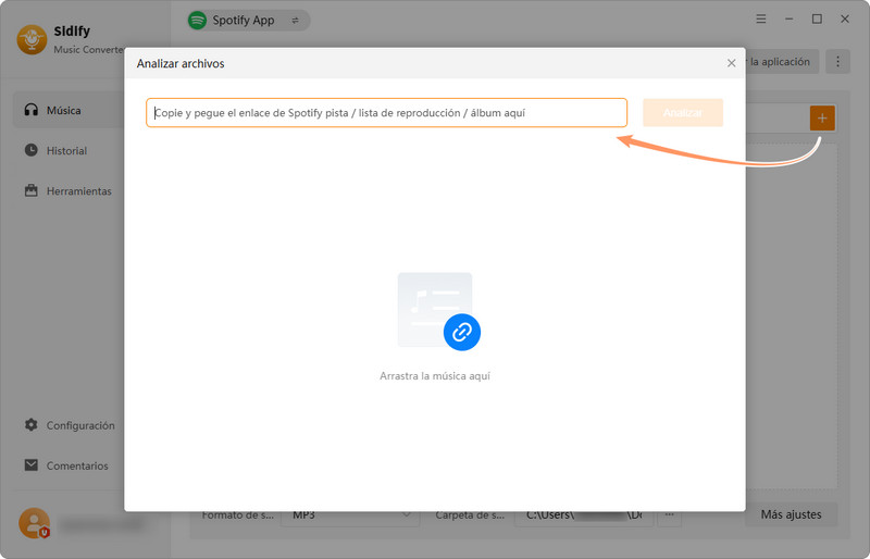 copia la URL de Spotify APP a Sidify