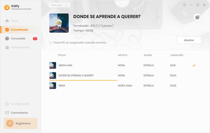 convertir las canciones de Tidal