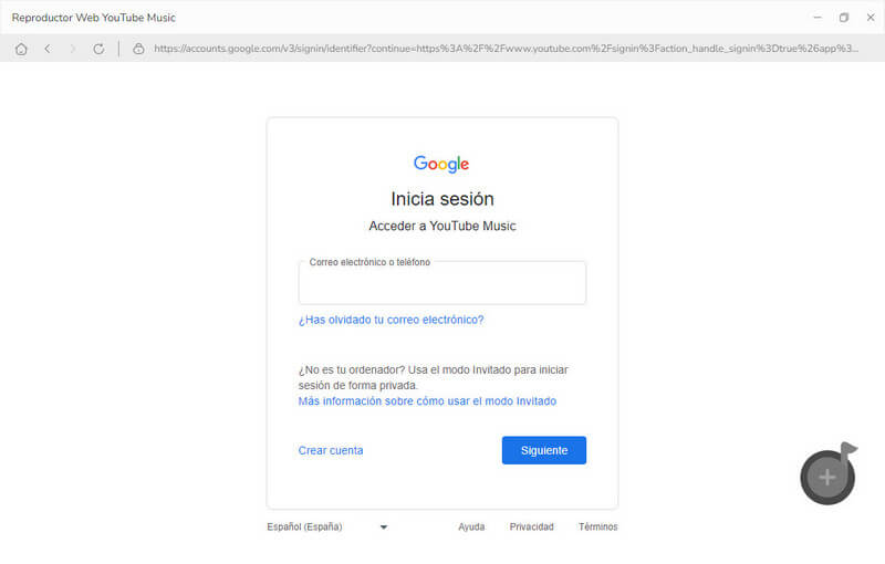 iniciar sesion en YouTube Music