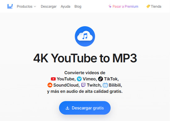 4K YouTube to MP3: descargar canciones de SoundCloud