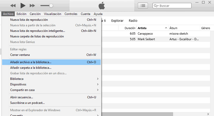 añadir música a iTunes