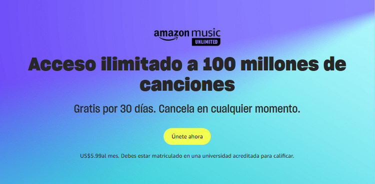 Amazon Music Unlimited con descuento para estudiantes
