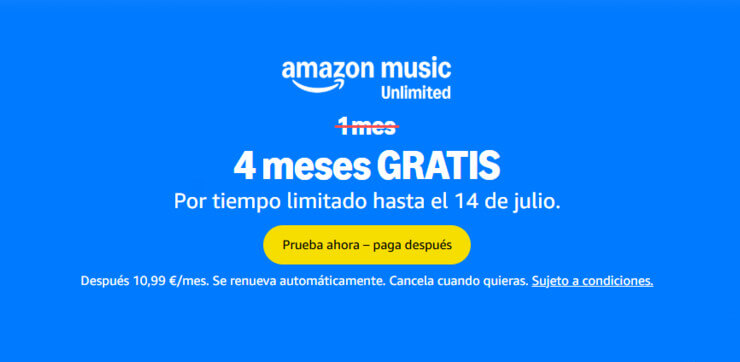 Amazon Music Unlimited gratis por 4 meses