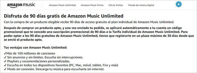 Disfruta de 90 días gratis de Amazon Music Unlimited