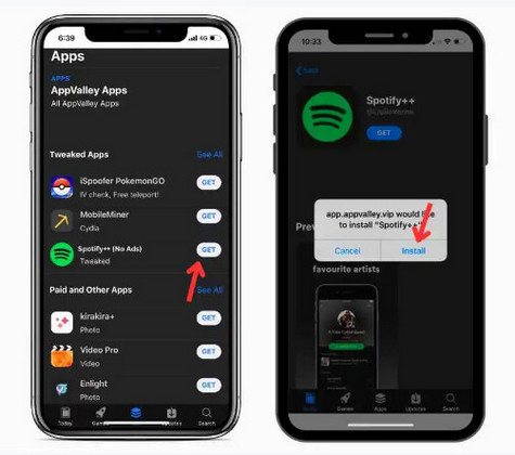 Descargar Spotify++ a través de AppValley