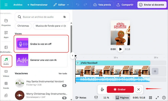 Grabar una voz en off en Canva