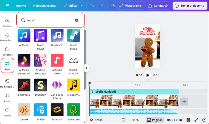 Usar aplicaciones de audio integradas en Canva