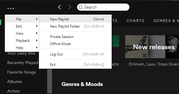crear una nueva playlist