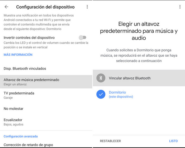 Habilitar el emparejamiento de Bluetooth desde Google Home