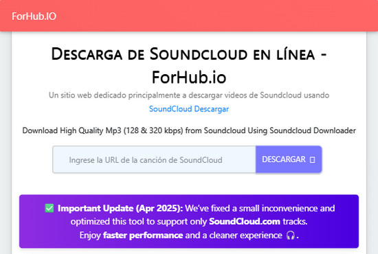 ForHub.IO – Descarga de Soundcloud en línea