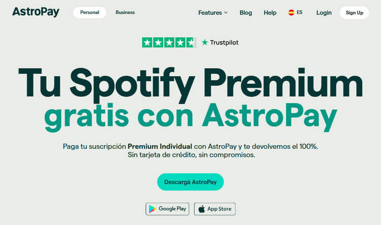 Tu Spotify Premium gratis con AstroPay