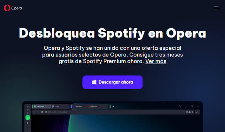 3 meses de Spotify Premium gratis con Opera