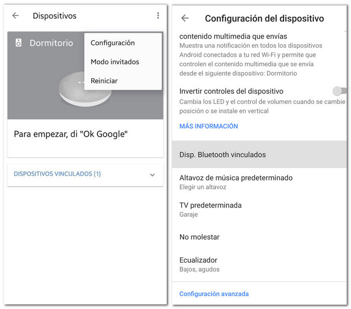 Configurar el emparejamiento de Google Home a través de Bluetooth