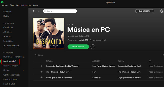 música en PC