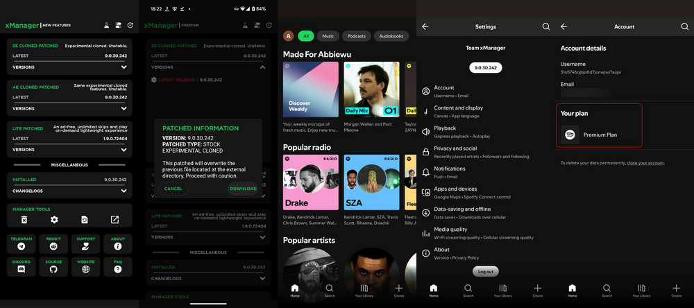 descargar música de Spotify en Android con Xmanager