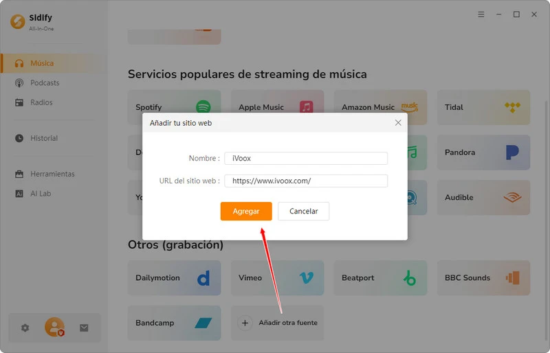agregar ivoox en sidify
