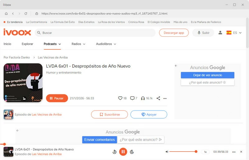 reproduce un podcast