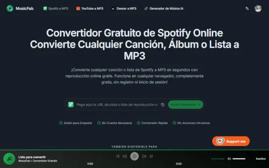 MusicFab: Convertidor Gratuito de Spotify Online