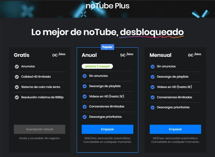 notube plus precio