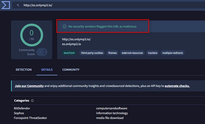 onlymp3 detección