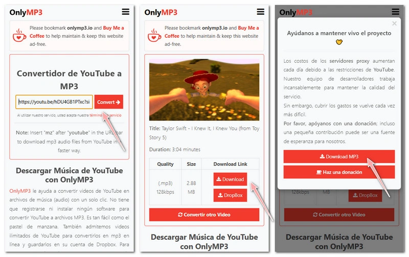 OnlyMP3: convertir youtube a mp3