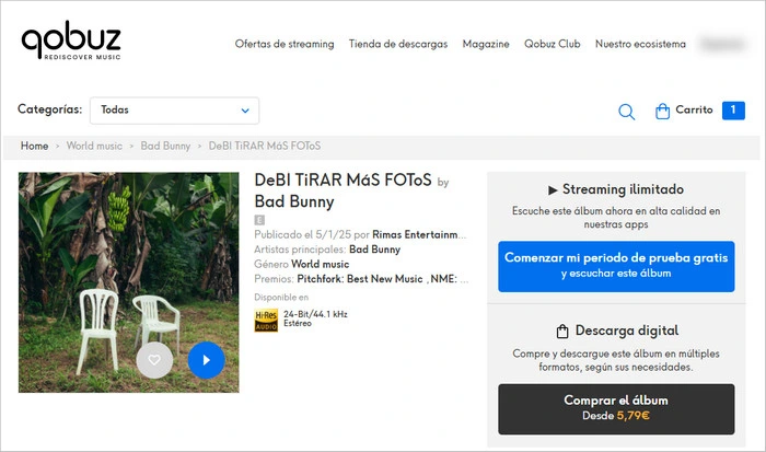 Qobuz comprar y descargar musica digital