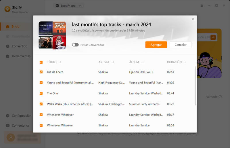 agregar canciones de spotify a sidify