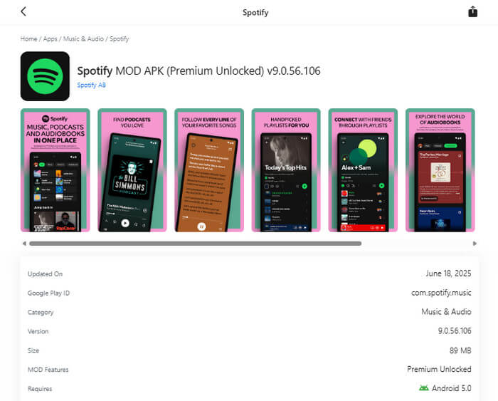 descargar Spotify Premium Mod APK en APKMODY