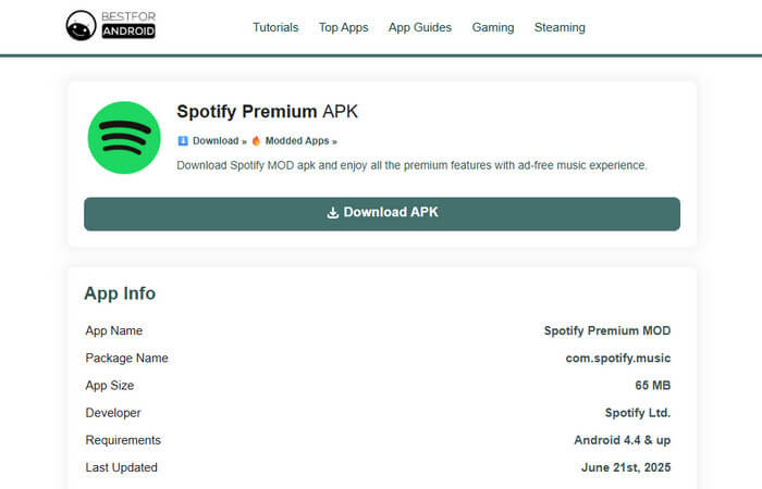 descargar Spotify Premium Mod APK en BestForAndroid