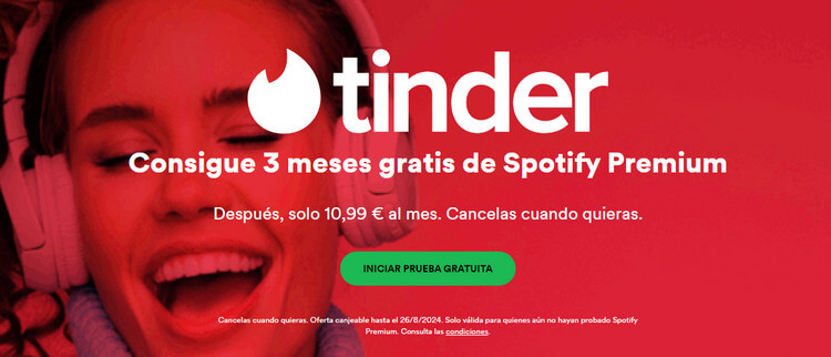 Regístrate en Spotify a través de Tinder y Recibe 3 Meses Gratis