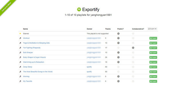 lista de Exportify