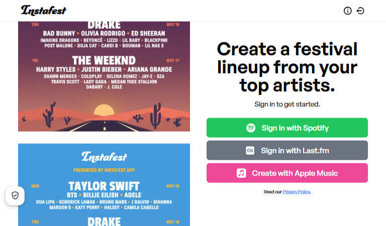 InstaFest – Carteles de festivales personalizados según tu historial de escucha