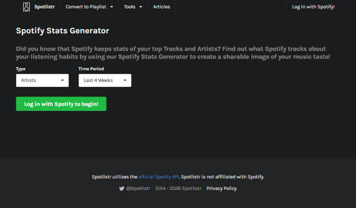 Spotlistr – Encuentra y genera playlists por género, década o estado de ánimo
