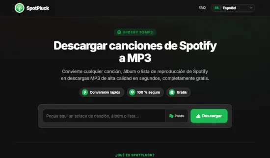 SpotPluck: Convertidor online de Spotify a MP3 gratuito