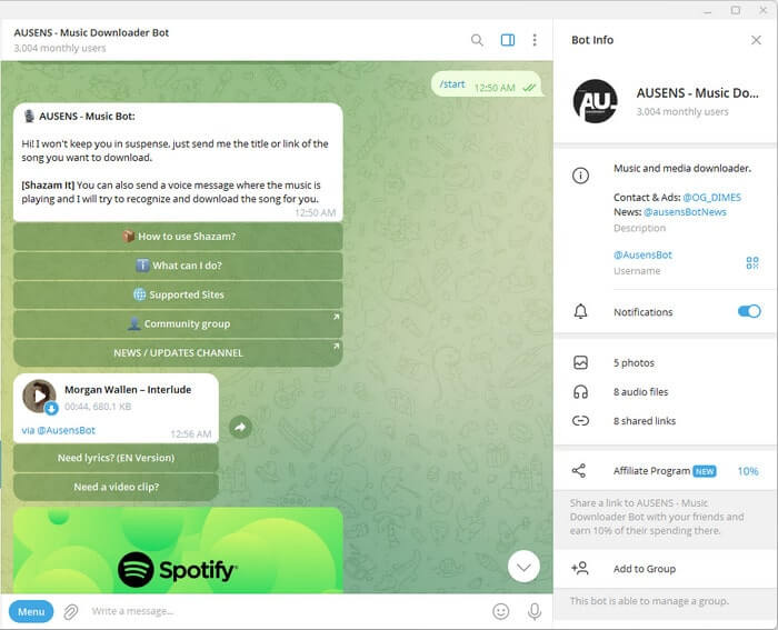 telegram @AusensBot